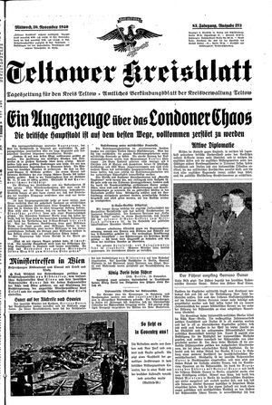 Teltower Kreisblatt vom 20.11.1940