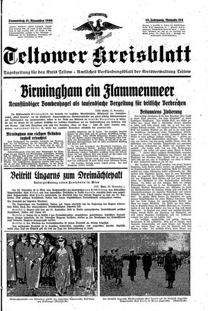 Teltower Kreisblatt on Nov 21, 1940