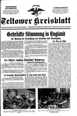 Teltower Kreisblatt vom 23.11.1940
