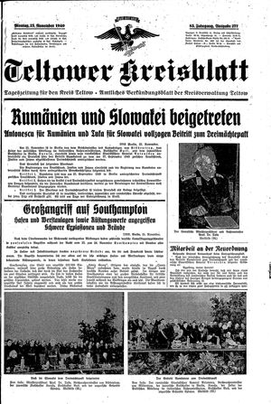 Teltower Kreisblatt vom 25.11.1940