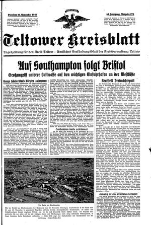 Teltower Kreisblatt vom 26.11.1940