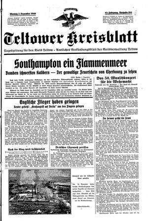 Teltower Kreisblatt vom 02.12.1940