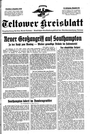 Teltower Kreisblatt vom 03.12.1940