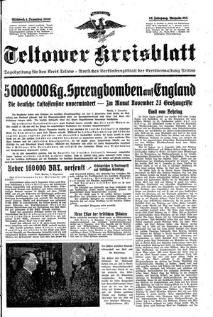 Teltower Kreisblatt vom 04.12.1940