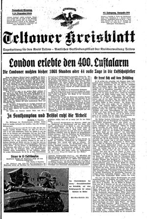 Teltower Kreisblatt vom 07.12.1940