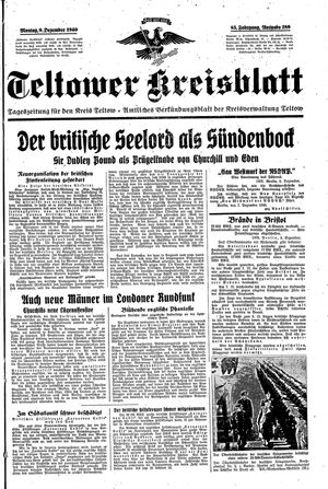 Teltower Kreisblatt vom 09.12.1940