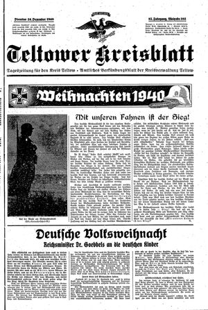 Teltower Kreisblatt vom 24.12.1940
