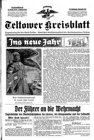 Teltower Kreisblatt vom 31.12.1940