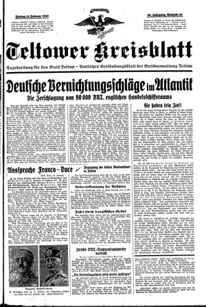 Teltower Kreisblatt vom 14.02.1941