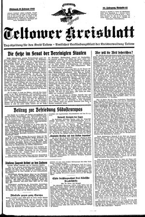 Teltower Kreisblatt vom 19.02.1941