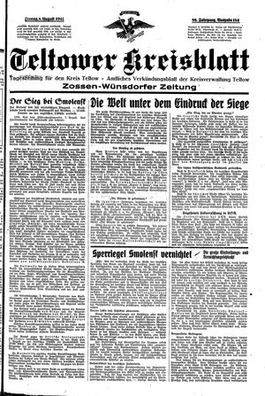 Teltower Kreisblatt vom 08.08.1941