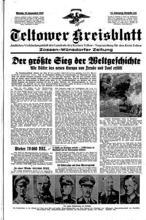 Teltower Kreisblatt vom 29.09.1941
