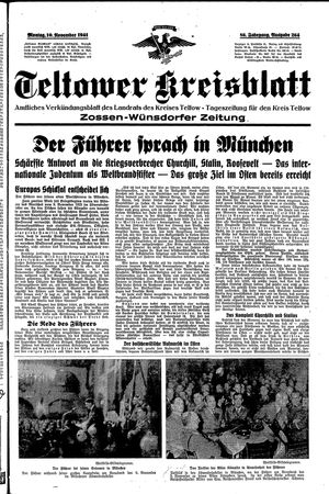 Teltower Kreisblatt vom 10.11.1941