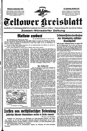 Teltower Kreisblatt vom 24.11.1941