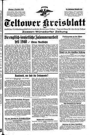 Teltower Kreisblatt vom 01.12.1941