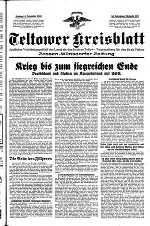 Teltower Kreisblatt vom 12.12.1941