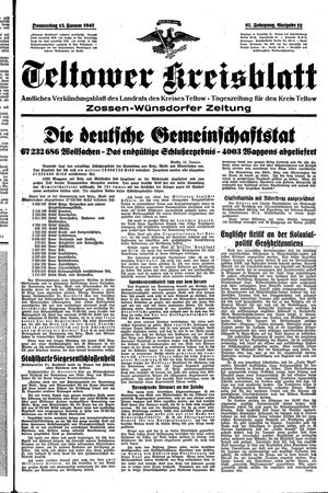 Teltower Kreisblatt vom 15.01.1942