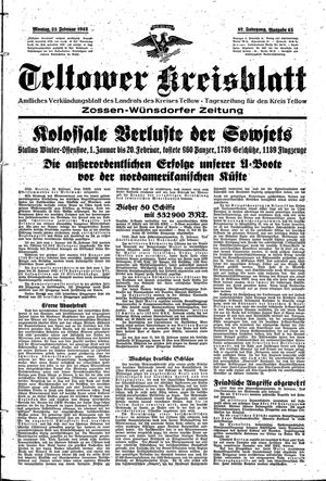Teltower Kreisblatt vom 23.02.1942