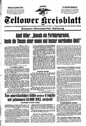 Teltower Kreisblatt vom 25.02.1942