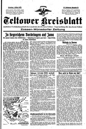 Teltower Kreisblatt vom 03.03.1942