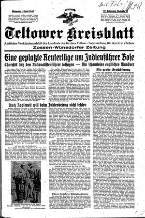 Teltower Kreisblatt vom 01.04.1942