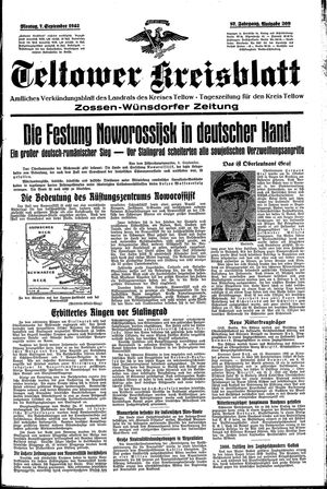 Teltower Kreisblatt vom 07.09.1942