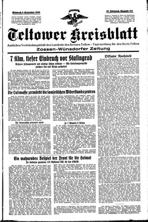Teltower Kreisblatt vom 09.09.1942