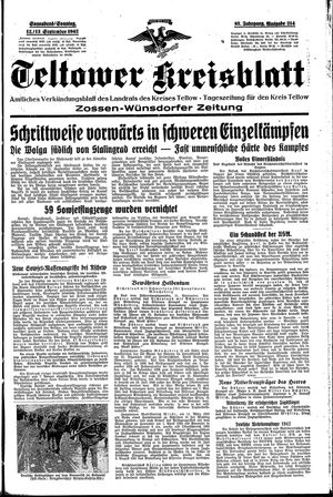 Teltower Kreisblatt vom 12.09.1942