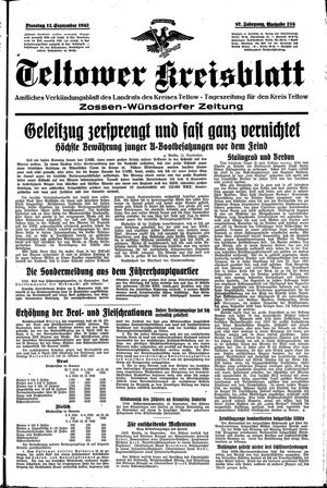 Teltower Kreisblatt vom 15.09.1942