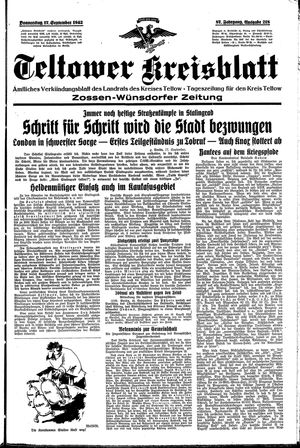 Teltower Kreisblatt on Sep 17, 1942