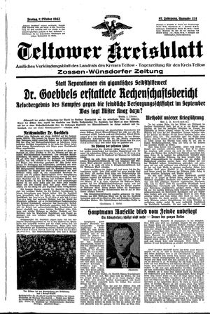 Teltower Kreisblatt vom 02.10.1942