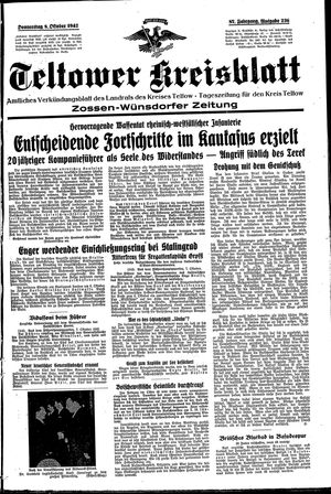 Teltower Kreisblatt vom 08.10.1942