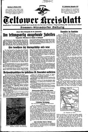 Teltower Kreisblatt vom 09.10.1942