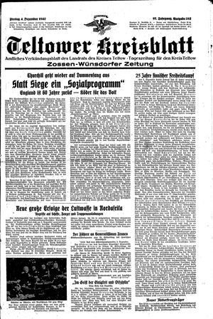 Teltower Kreisblatt vom 04.12.1942