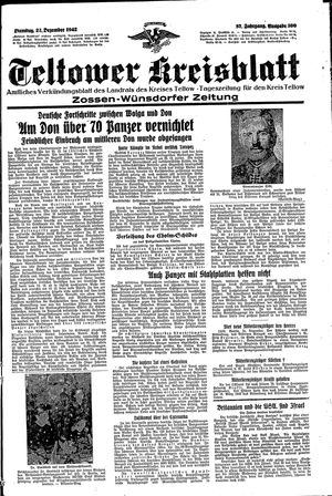 Teltower Kreisblatt vom 22.12.1942