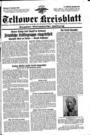 Teltower Kreisblatt vom 28.12.1942