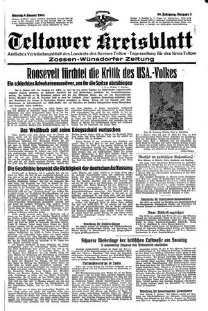 Teltower Kreisblatt vom 04.01.1943