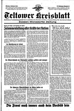 Teltower Kreisblatt vom 08.02.1943