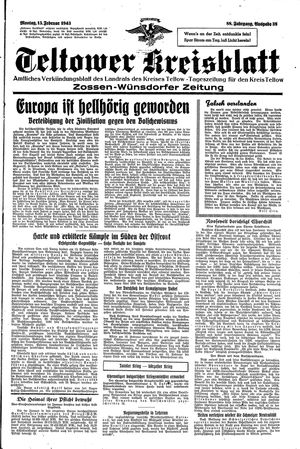 Teltower Kreisblatt vom 15.02.1943