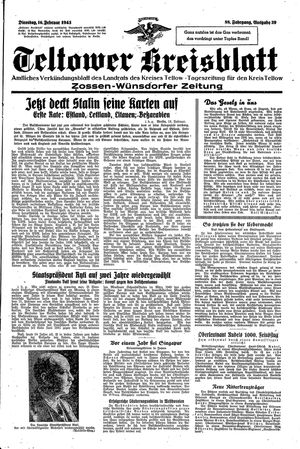 Teltower Kreisblatt vom 16.02.1943