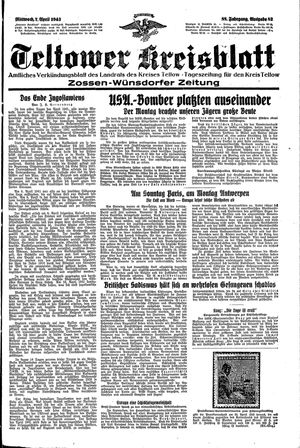 Teltower Kreisblatt vom 07.04.1943