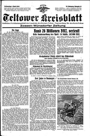 Teltower Kreisblatt vom 08.04.1943