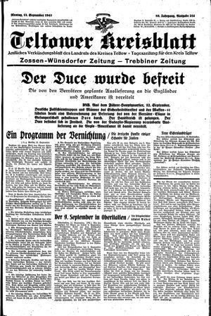 Teltower Kreisblatt on Sep 13, 1943