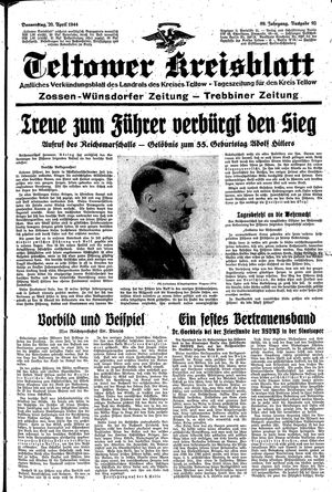 Teltower Kreisblatt vom 20.04.1944