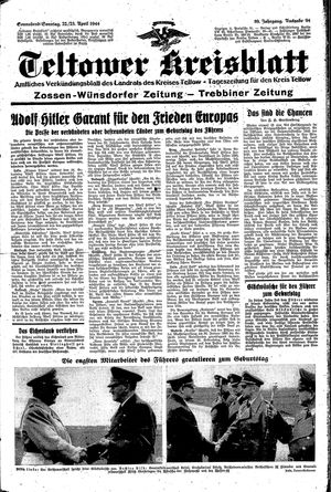 Teltower Kreisblatt vom 22.04.1944