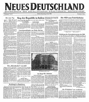Neues Deutschland Online-Archiv vom 06.06.1946