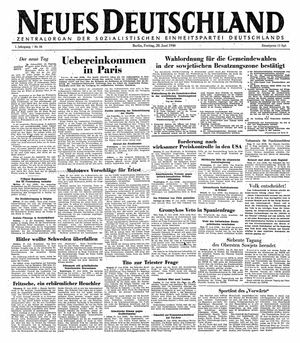 Neues Deutschland Online-Archiv vom 28.06.1946