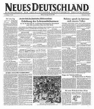 Neues Deutschland Online-Archiv vom 14.07.1946