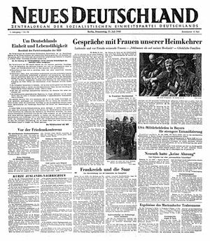 Neues Deutschland Online-Archiv vom 25.07.1946