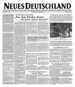 Neues Deutschland Online-Archiv vom 06.08.1946